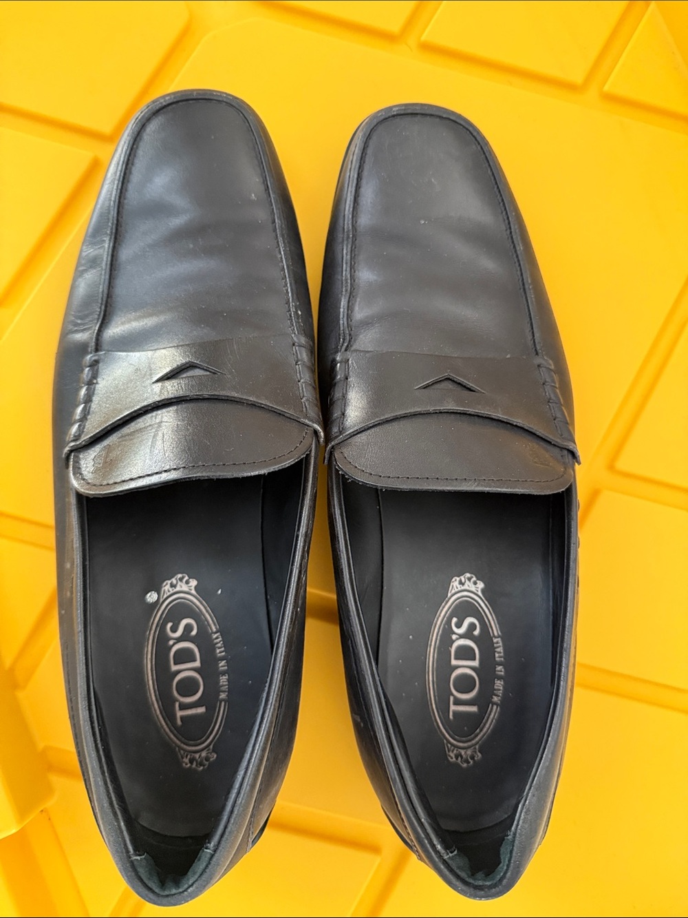 Tod's Black Leather Penny Loafers